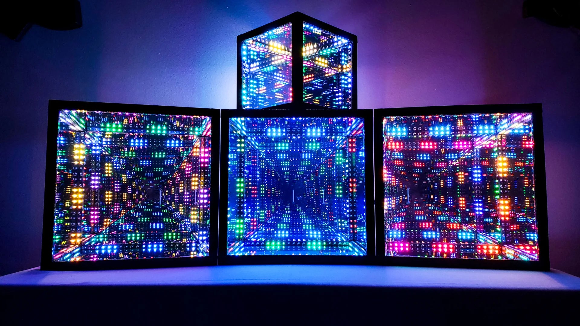 multiple led cubes next to each other