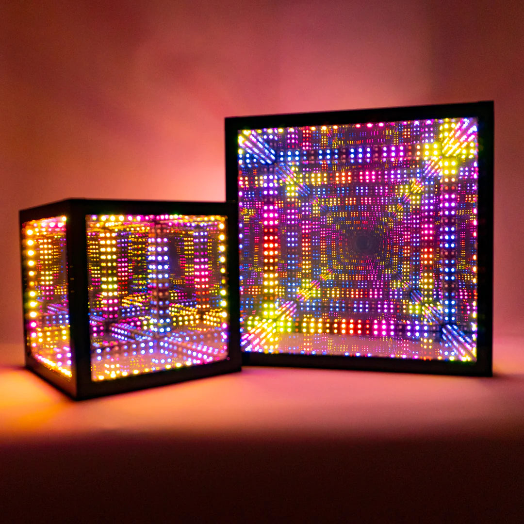 two multi colored led light cube