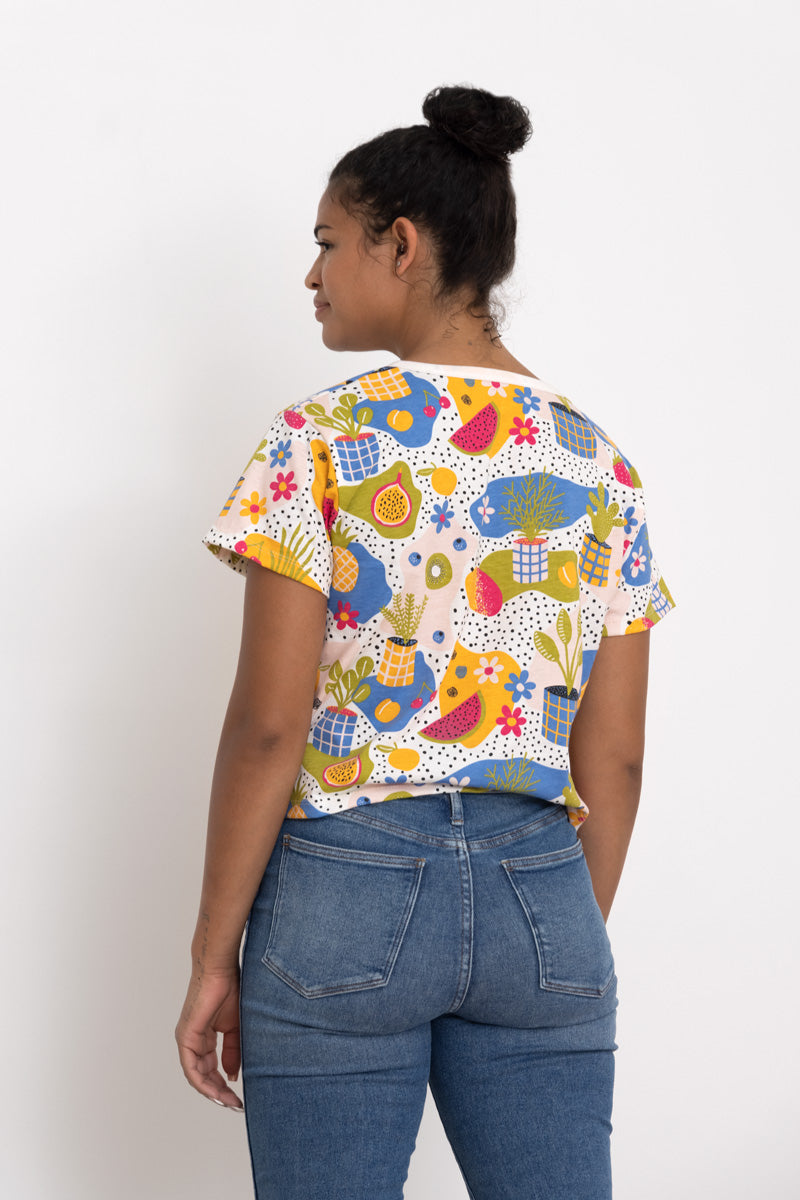 Jessie Organic Crop Tee - Natural - Fruit Print