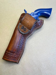 New! The "Forty-Niner" Holster For A Colt SAA / Ruger New Vaquero 5.5"..... Serpentine border tooling.....Traditional Old West Style..... Handmade From Saddle Leather.