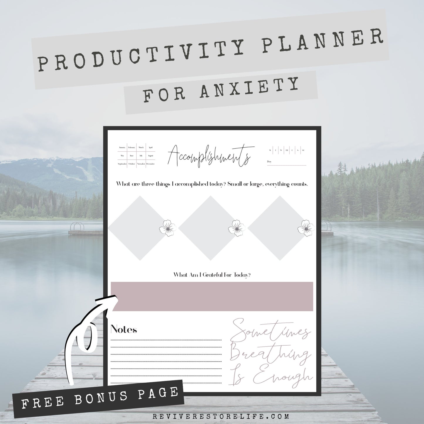 Productivity Digital Planner For Anxiety | Goodnotes, iPad Planner, Notability, Daily Digital Planner, 2021 Calendar