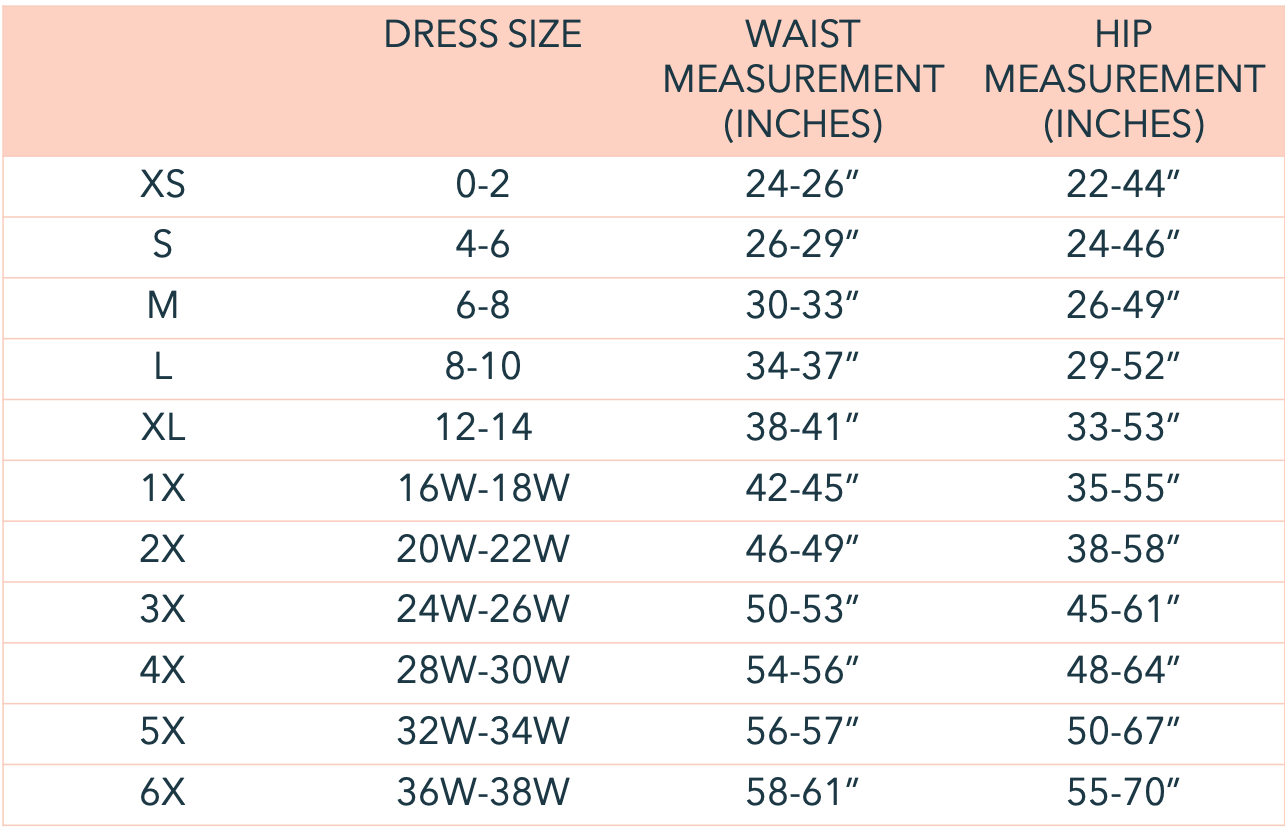 panty size chart