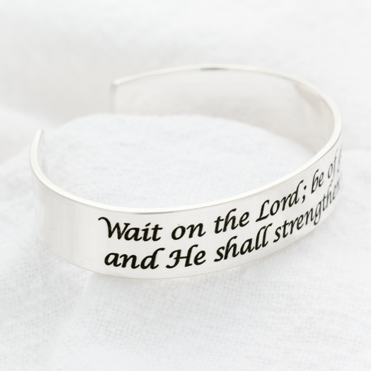 Wait on the Lord Sterling Silver Cuff Bracelet | Psalm 27:14