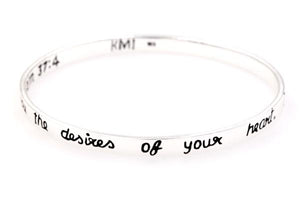Sterling Silver Scripture Verse Bangle Bracelet | Psalm 37:4 | Delight Yourself in the Lord