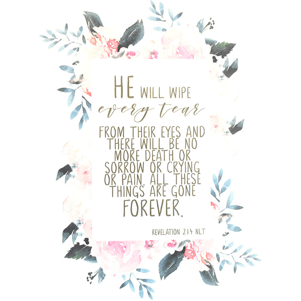 He Will Wipe Every Tear Bible Verse Watercolor Art Print | Revelation ...