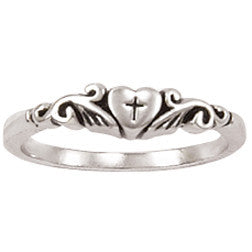 Sterling Silver Ladies' Cross in Heart Ring - Clothed with Truth