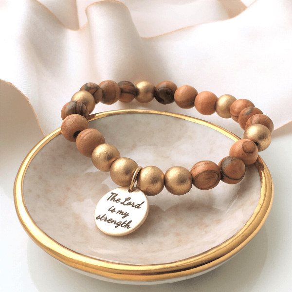 Holy Land Olive Wood Beaded Bracelet