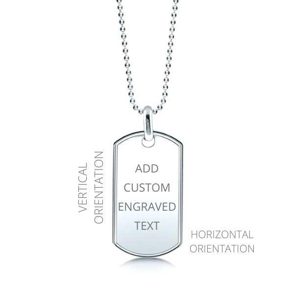 Men's Double Sterling Silver Raised Edge Dog Tag Necklace w/ Bead