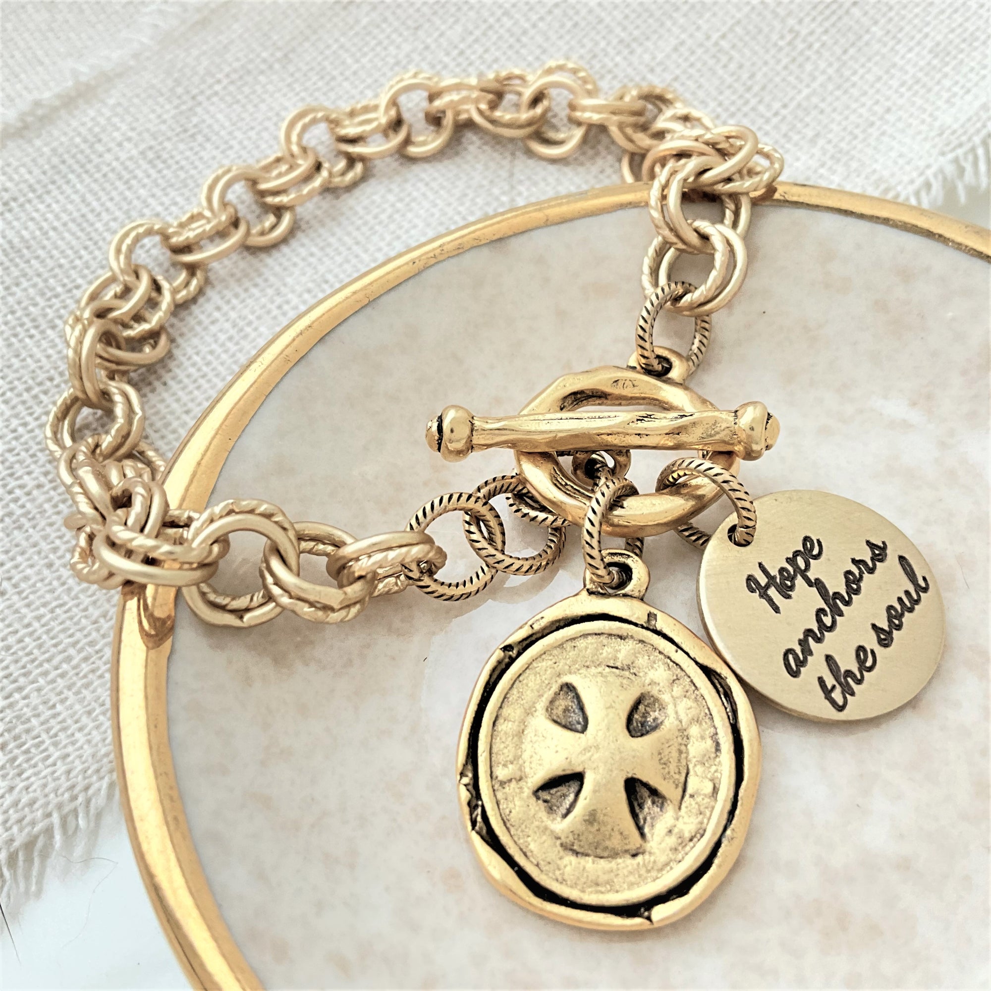 Antiqued Anchor Wax Seal Charm Bracelet | Select Your Scripture 8.5 (Recommended for 7 wrists)