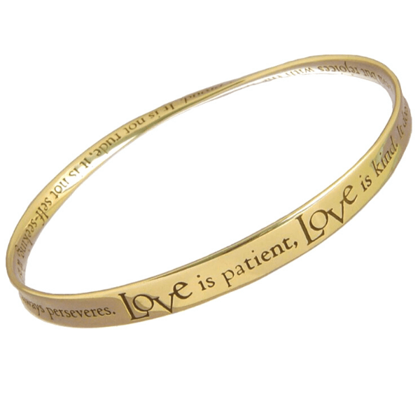 14k Gold Love is Patient Mobius Bangle Bracelet | 1 Corinthians 13 ...