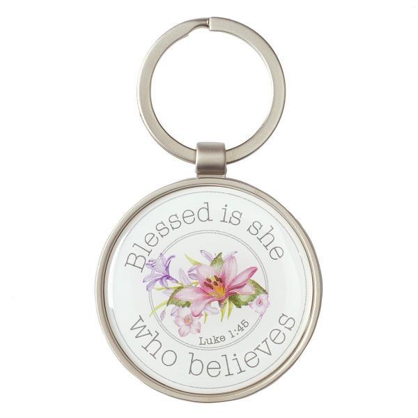 Blessed is She Who Believes Scripture Verse Keychain | Luke 1:45 ...