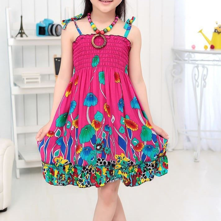 Bohemian Sleeveless Girls Summer Dress | Smock Dress | Casual Dresses