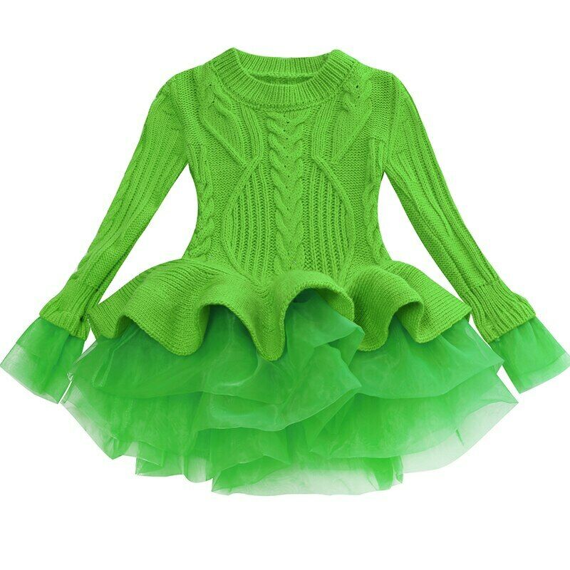 girls green sweater dress