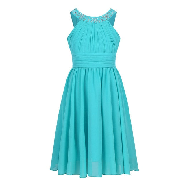 Elegant chiffon girls turquoise dress – Fabulous Bargains Galore