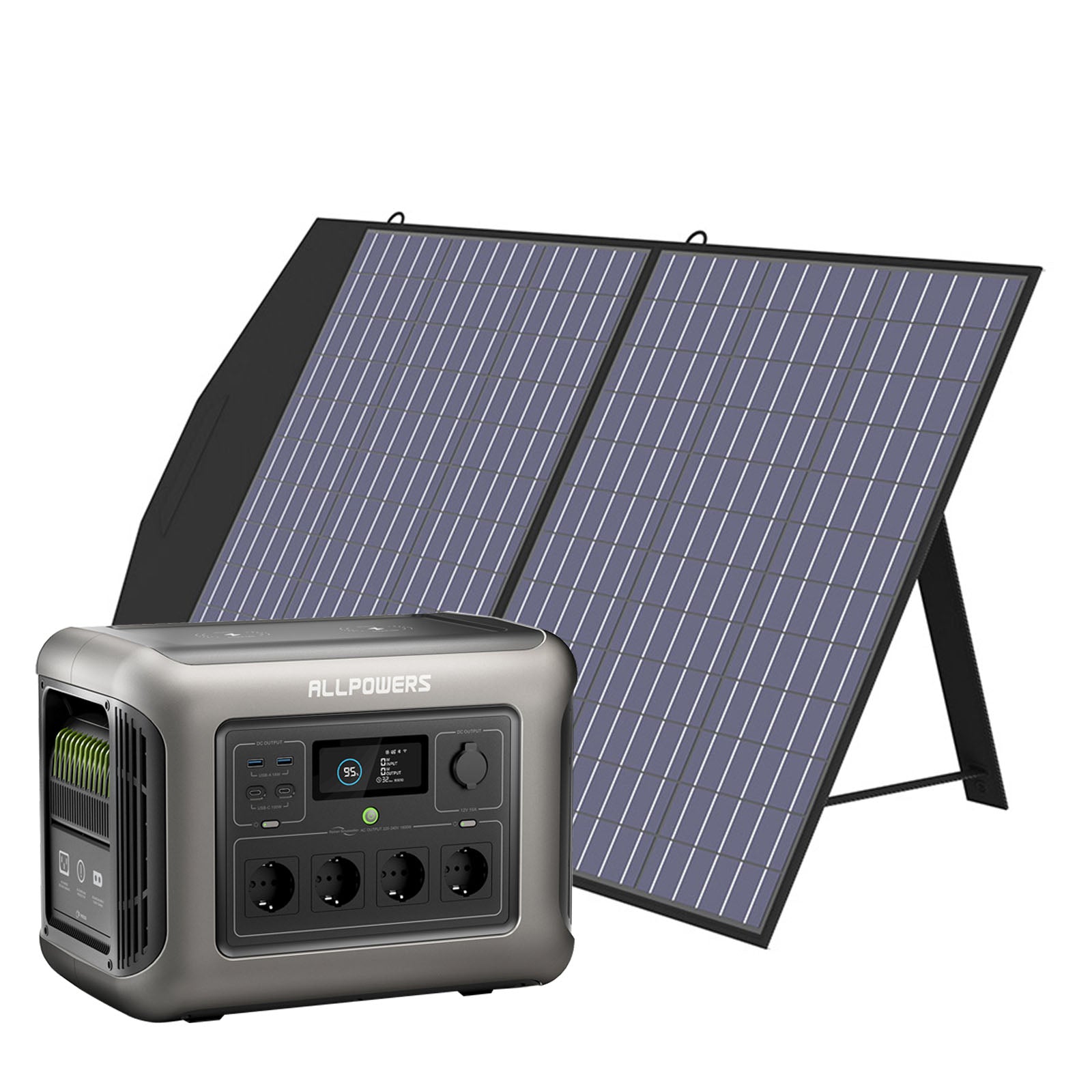 Allpowers 1800W Solargenerator-kit 1800W Tragbare Powerstation 100W Faltbares Solarpanel