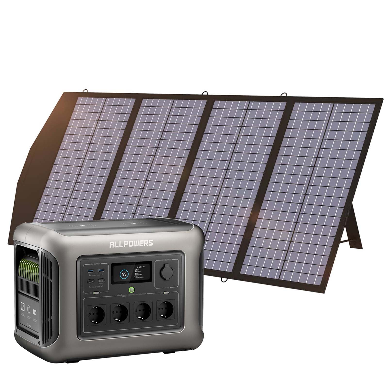 Allpowers Solargenerator-kit 1800W Tragbare Powerstation 140W Faltbares Solarpanel
