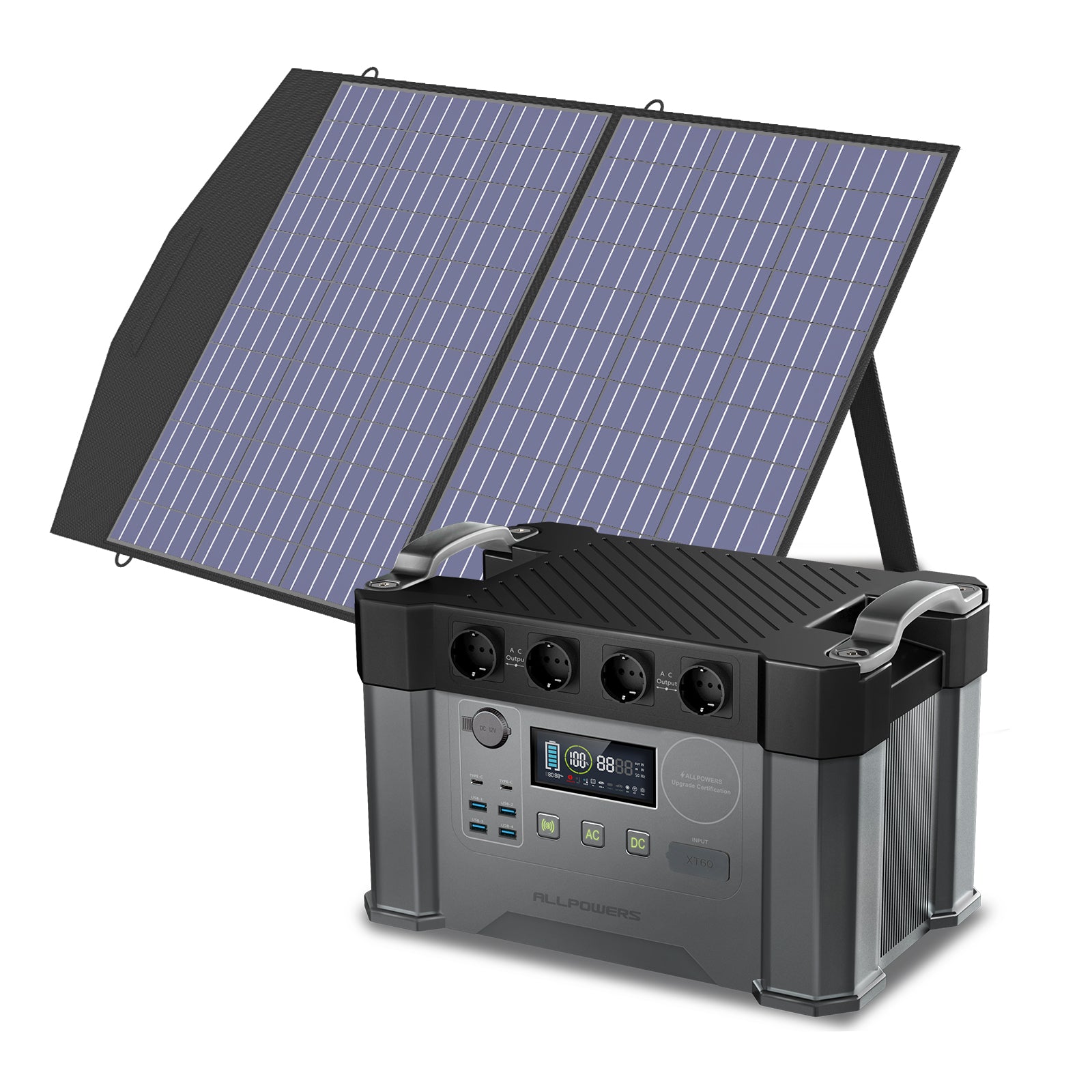Allpowers Solargenerator-kit 2000W Tragbare Powerstation 100W Solarpanel