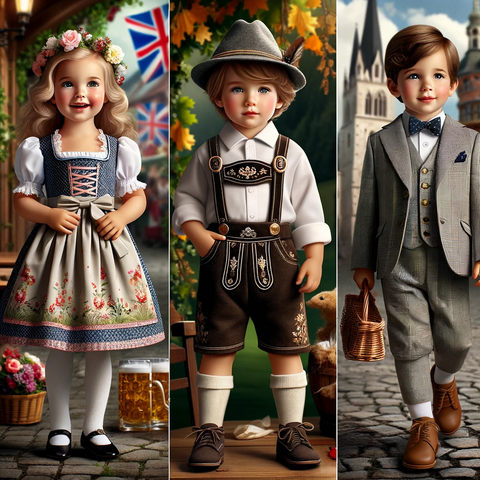 European traditional clothes for kids.