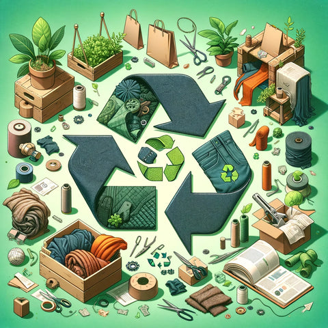 Cette image vise à inspirer et à montrer comment l'upcycling révolutionne l'industrie de la mode, en alignement avec l'engagement d'Azala pour une mode durable.