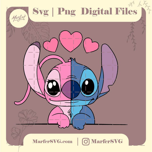 Stitch And Angel Svg, Valentine's Day Svg, Cut File, Cricut, Png, Vector -  Vectplace