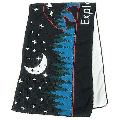 Hiking Cooling Towel Black Bear Forest Moon Print Soft Ice Instant Towel