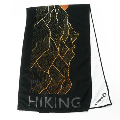 Hiking Cooling Towel Mountain Black Print Soft Ice Instant Towel