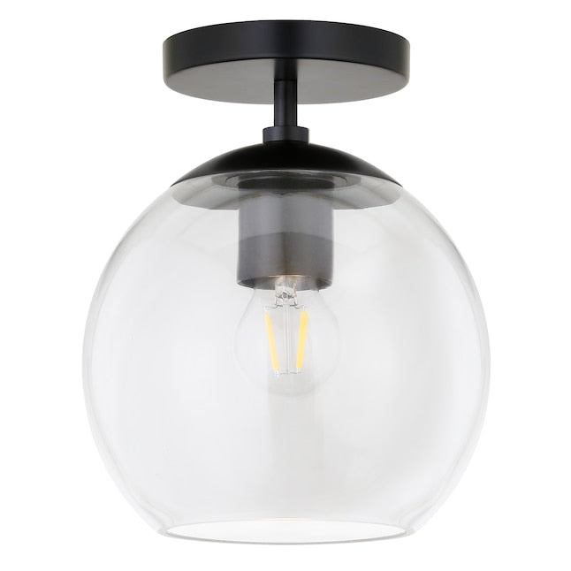 Hailey Home Bartlett 1-Light 9-in Matte Black Semi-flush Mount Light