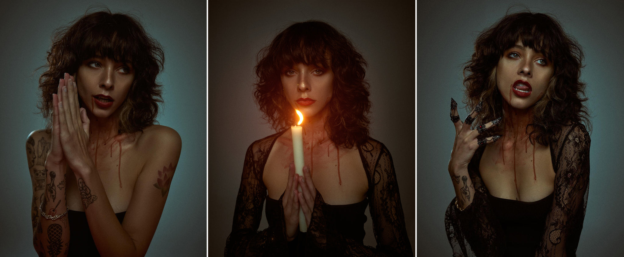 halloween inspired photography by jacklyn lund candle vampire using color toning actions by onlythecurious
