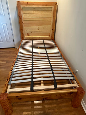 Custom bed frame finished with Citrus Thinned Tung Oil from Vagabond Oil & Paint, Co.