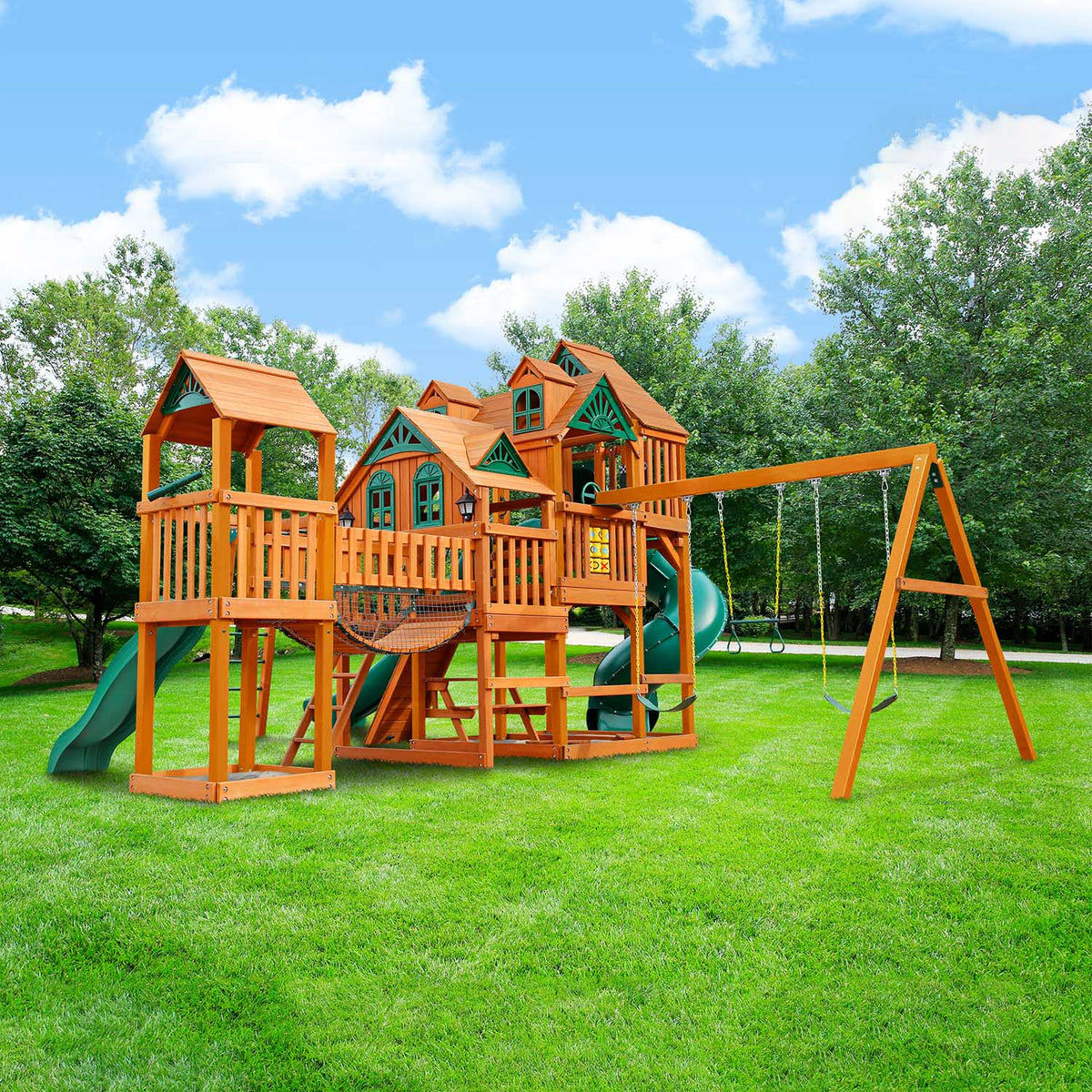 empire extreme swing set with wood roof