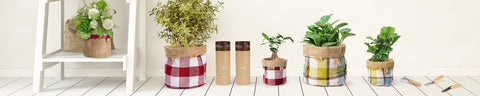 planter basket indoor gardening indoor garden christmas gifts for women thoughtful mindfulness hobby birthday present for mums sustainable environment friendly planter pot gingham check jute box