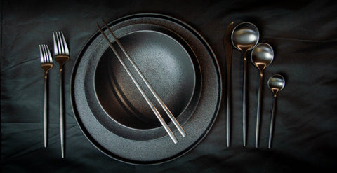 modern table scape table ware gifts matte black flatware silverware cutlery utensils set gifts home kitchenware wear