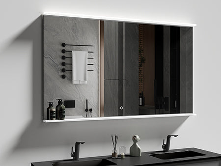 lighted bathroom mirror with diffuser shelf