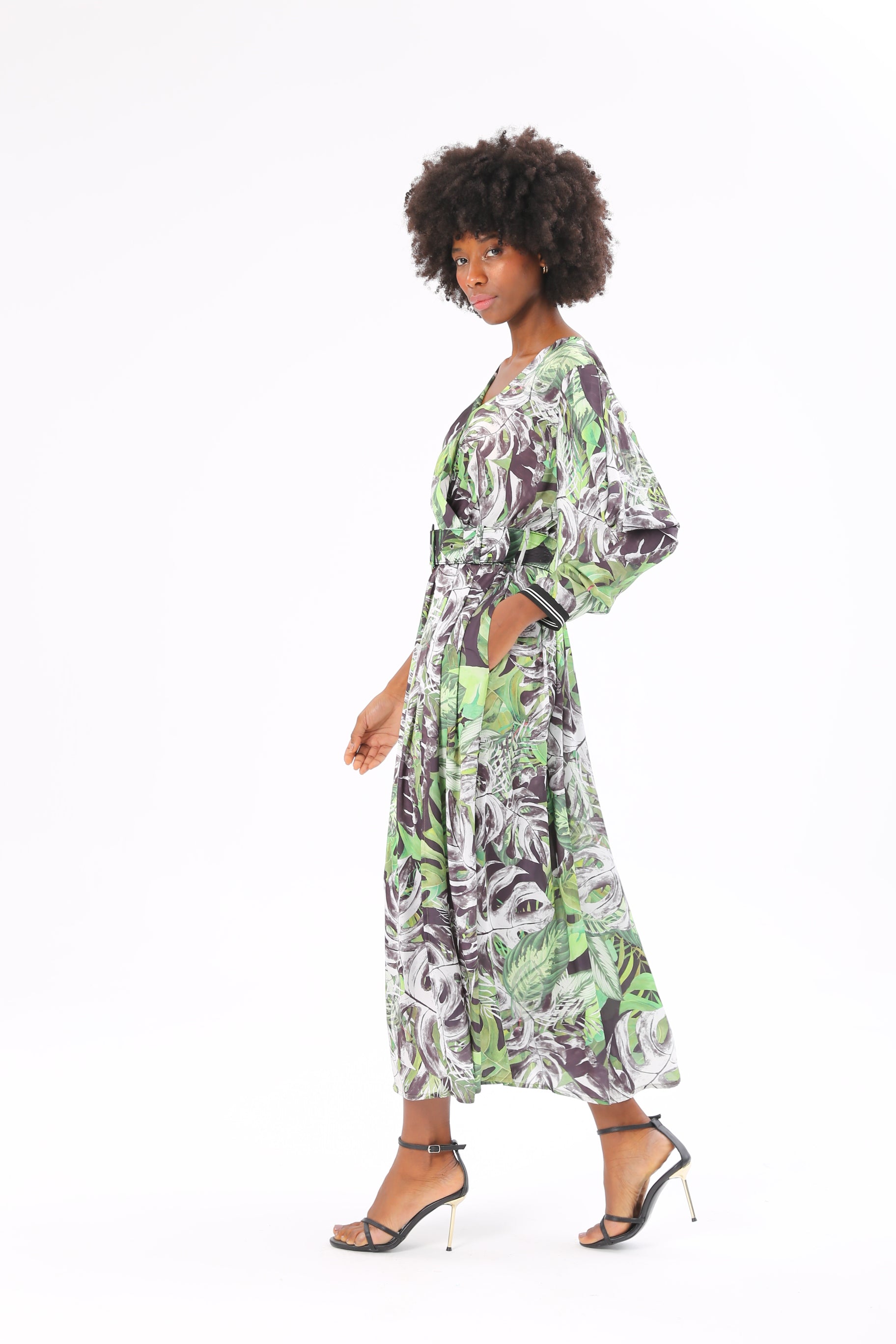 Dark green snake sales print dress