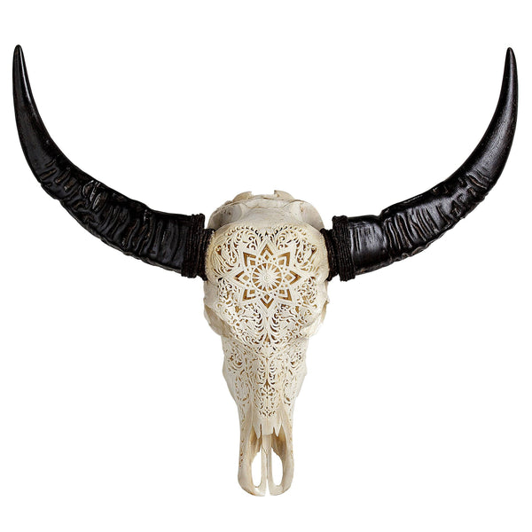Hand Carved Buffalo Skull - White – Skull Bliss