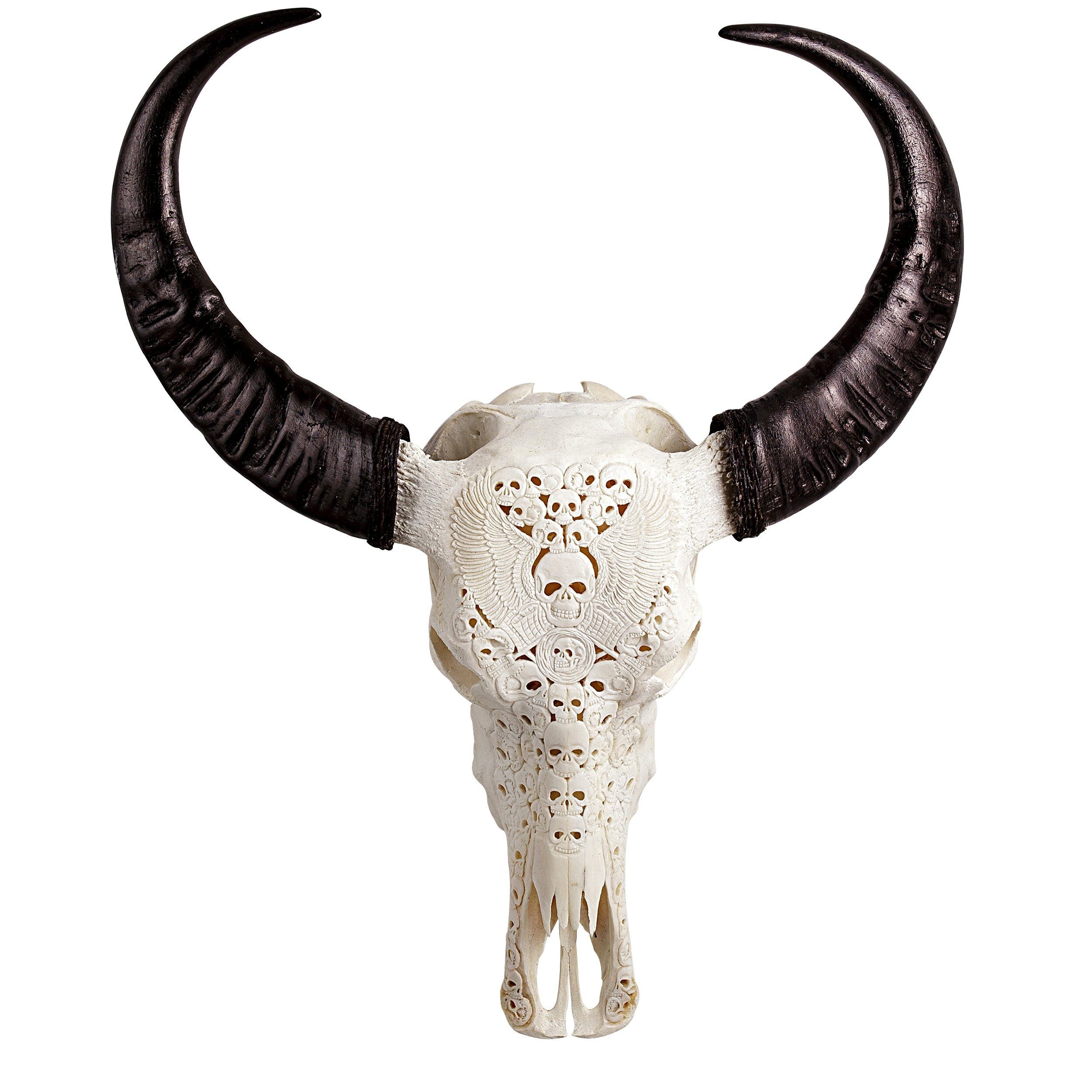 Hand Carved Buffalo Skull - White From Hell