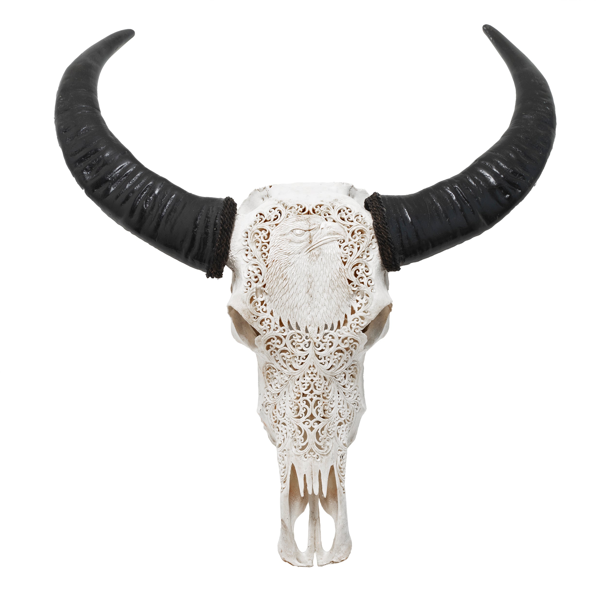 Hand Carved Buffalo Skull - Eagle Eye - SkullBliss product image