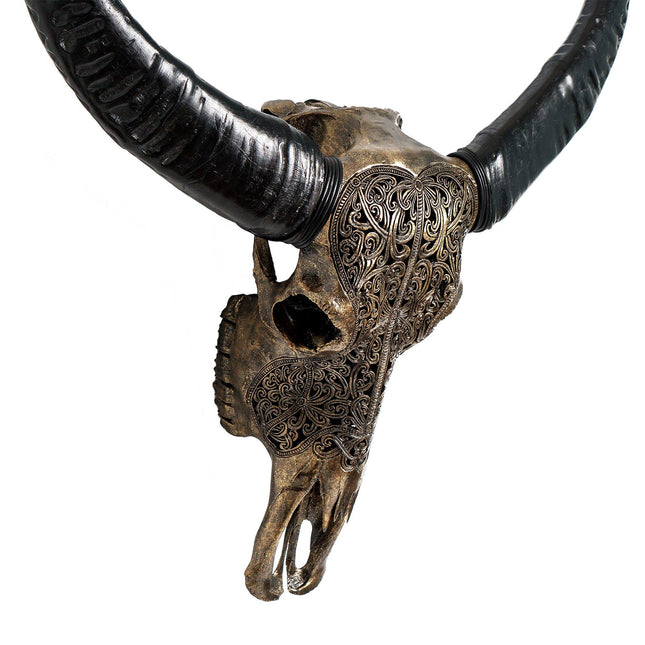 Hand Carved Buffalo Skull - Grey From Skull Bliss
