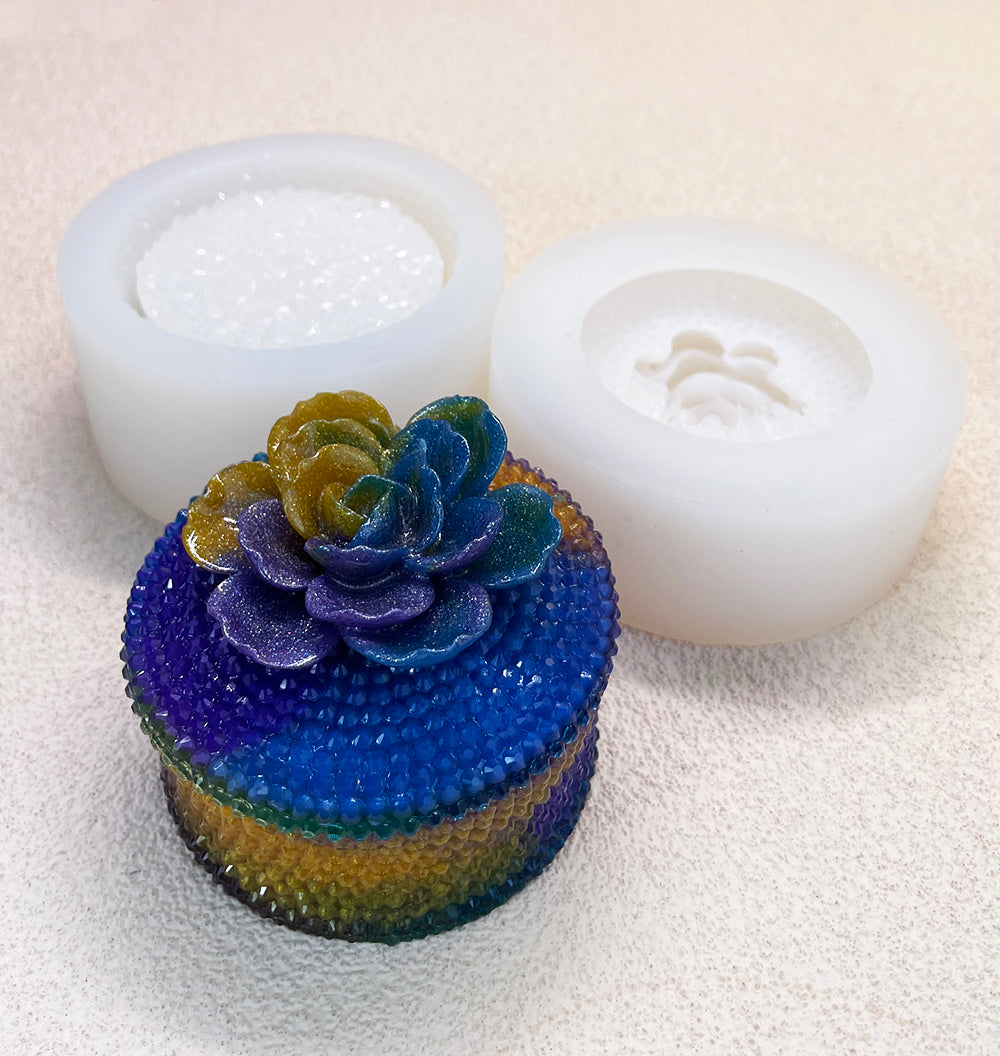 Handmade Silicone Mold Sparkle Diamond Flower Storage Resin Epoxy Moul