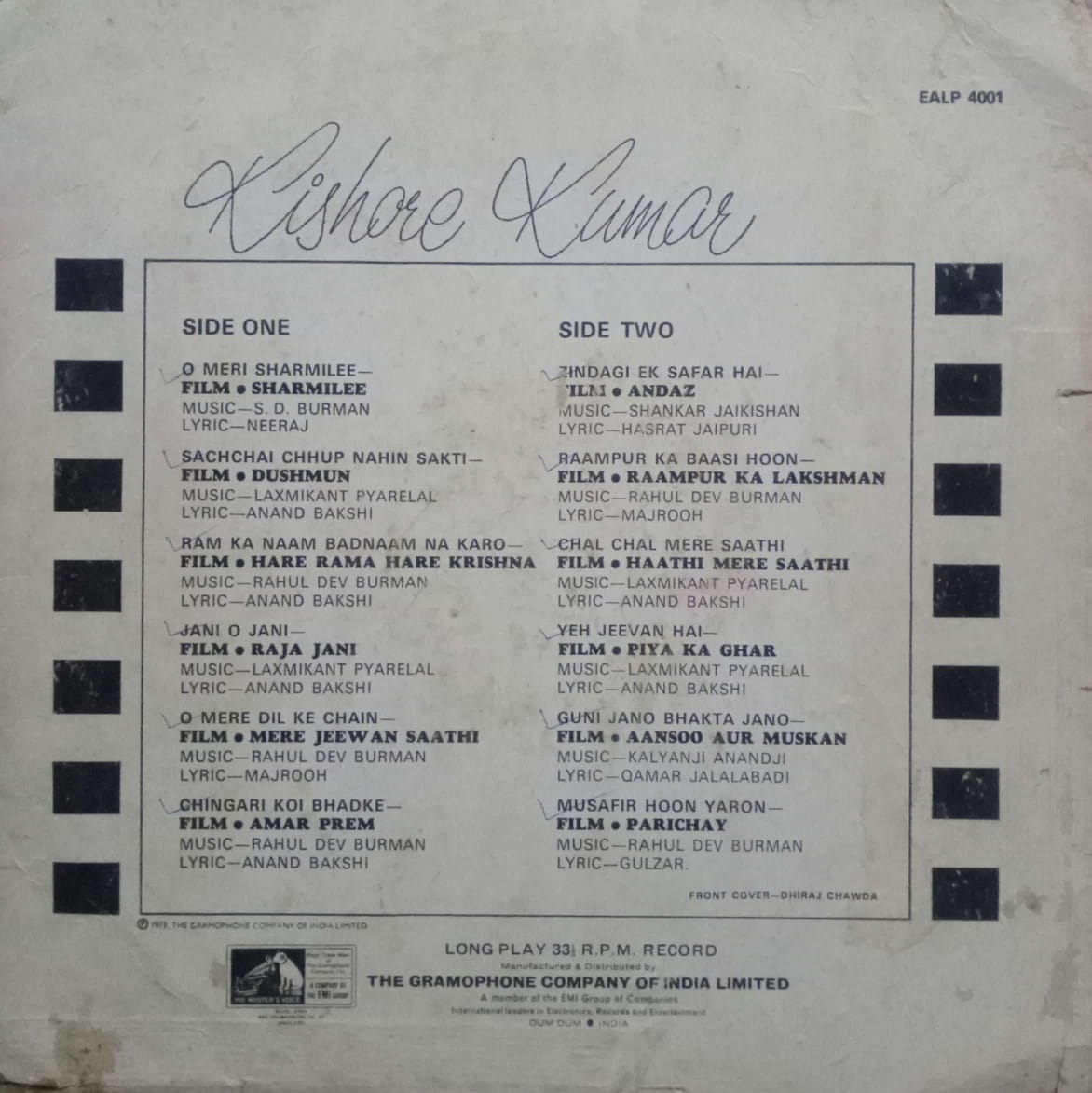 KISHOR KUMAR - HINDI VINYL LP