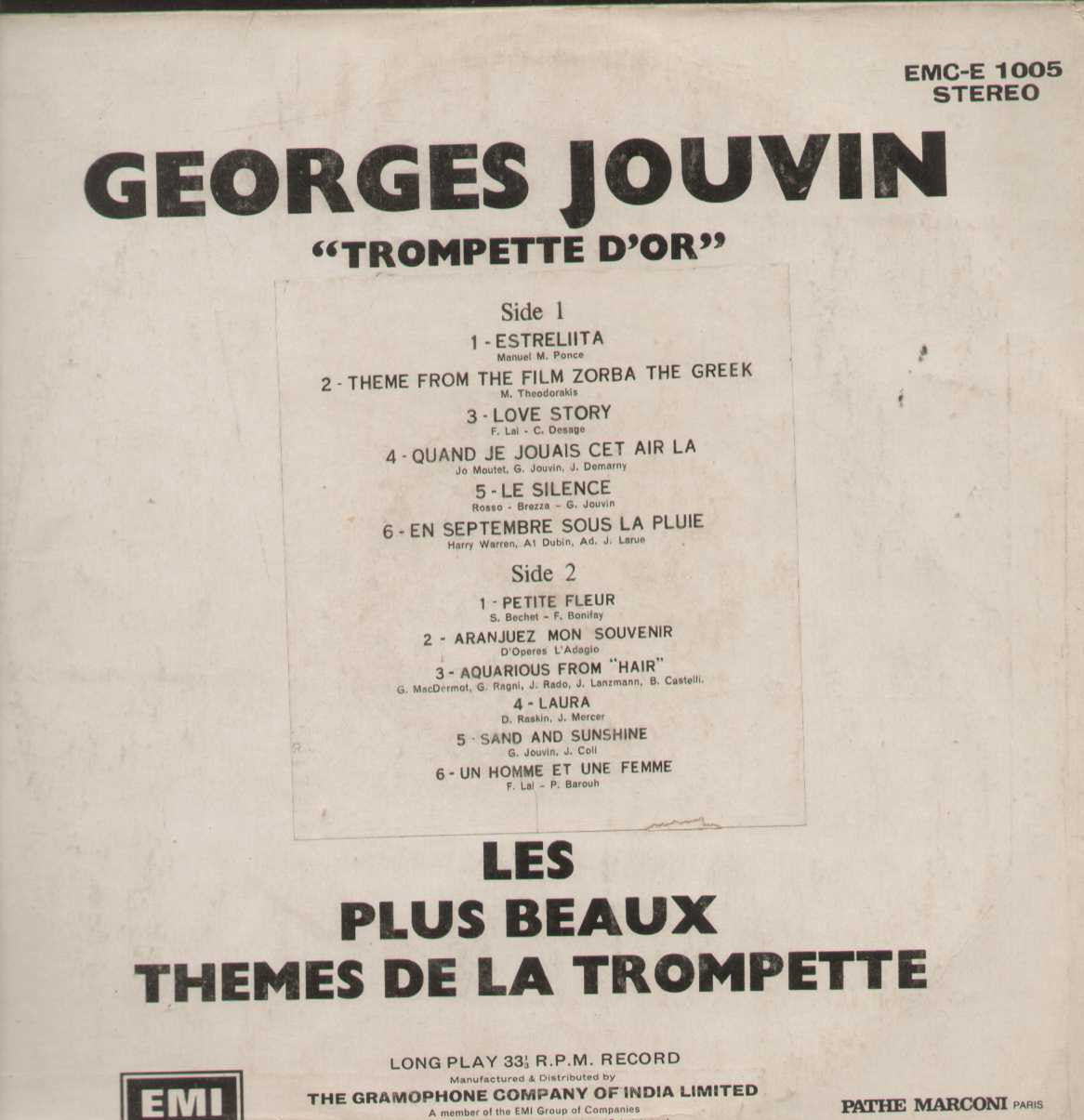 Georges Jouvin Trompette D Or English Vinyl LP