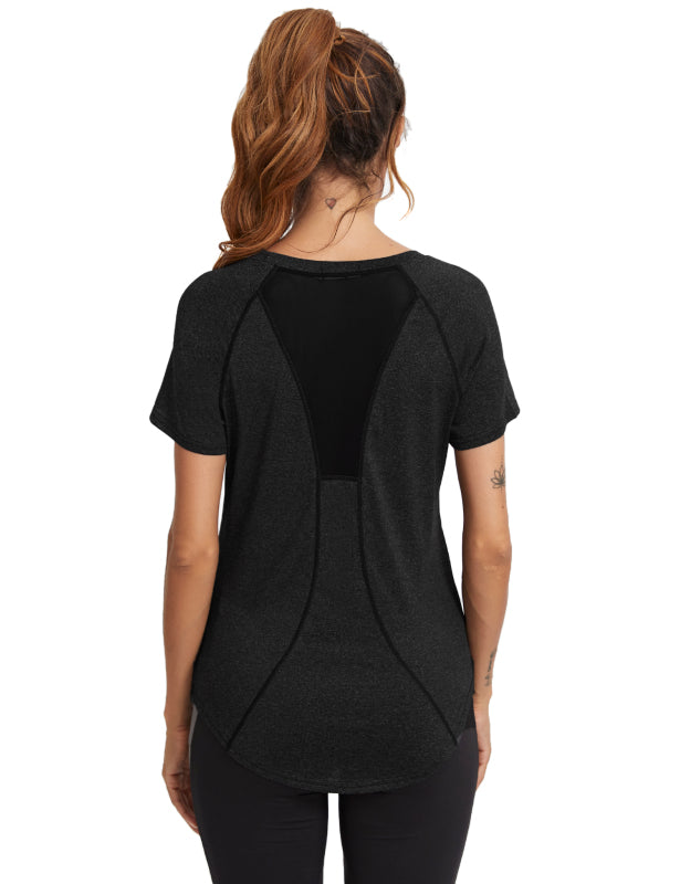 Back Inverted Triangle Stitching Curved Pendulum Quick-Drying T-Shirt Women Natovi Active