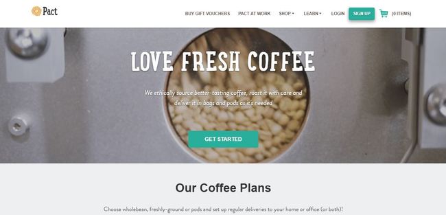 online store - pact coffee