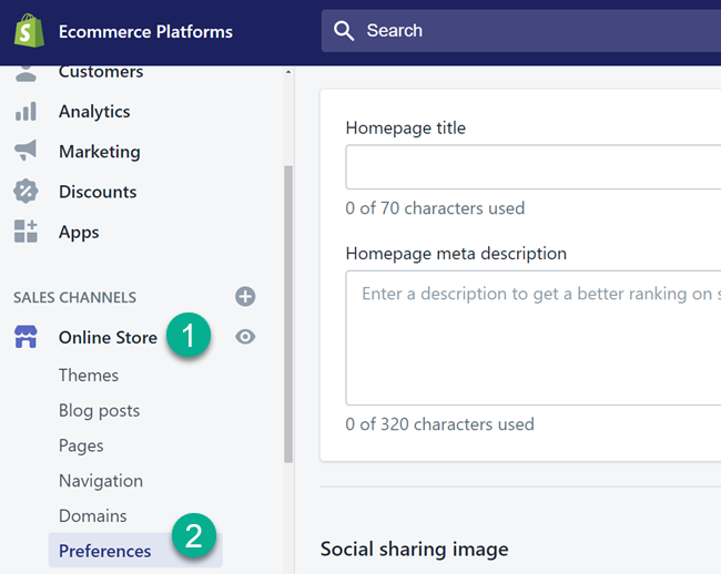 shopify seo preferences