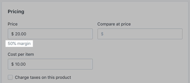 Shopify product discount margin