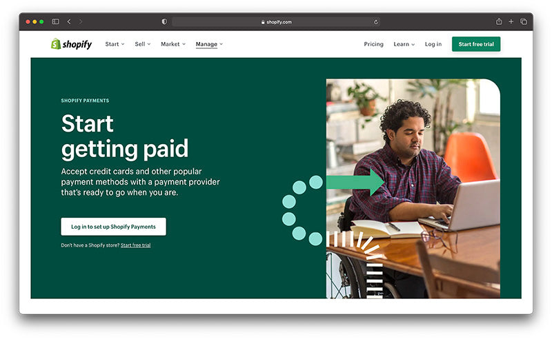 shopify payments homepage