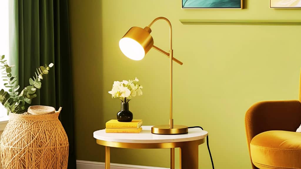 lampe dorée industrielle vintage