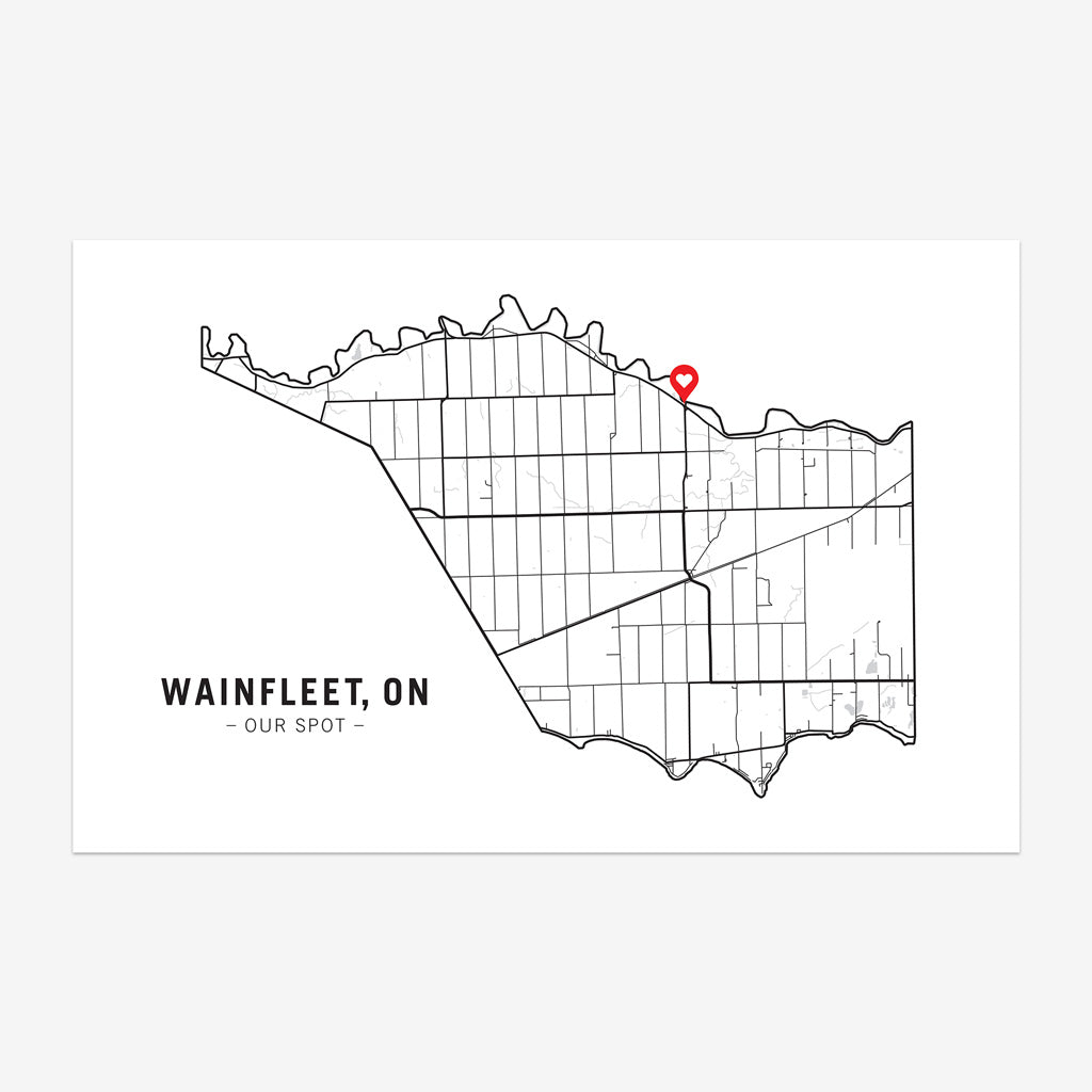 Map of the town of Wainfleet with customizable text.