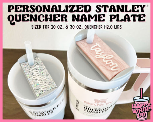 Personalized Stanley Lid Topper 64, 40, 30, 20 and 14 Ounce Tumblers  Monogrammed Cups Engraved Name Plates 