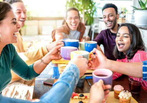 group of people being social and having a sober drink